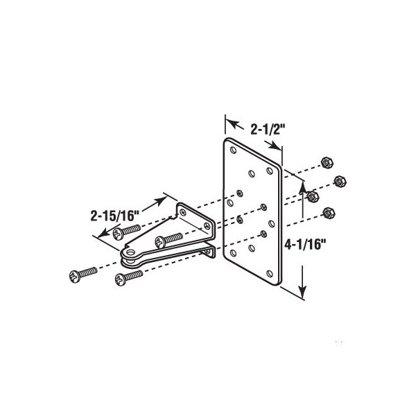 Prime-Line Jamb Bracket with Plate, 2-1/2 in. x 4-1/16 in., Steel Construction, Mill Finish (Single Pack) - K 5072