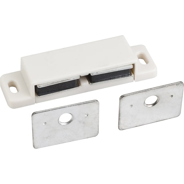 Hardware Resources 15 lb. White Double Magnetic Catch with Zinc Strike and Screws - 50621