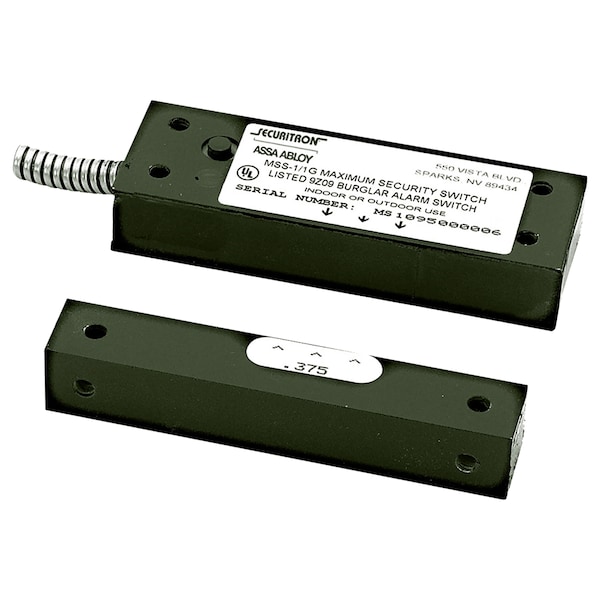 Securitron Mag Lock, Surface Mount Maximum Security Switch, Black, 12/24 VDC - MSS-1G