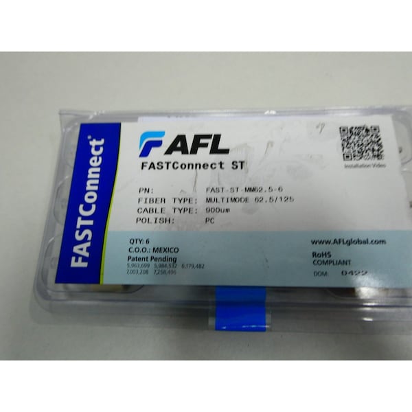 Afl FASTCONNECT ST QTY OF 6 FIBER CONNECTOR - FAST-ST-MM62.5-6