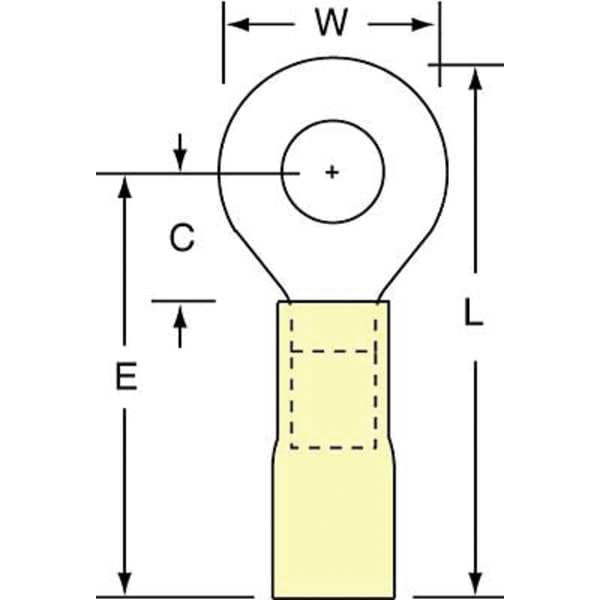 3M 12-10 AWG Heat-Shrink Ring Terminal 1/4" Stud PK250 - MH10-14RK