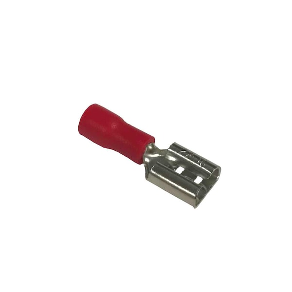 Remington Industries Quick Connect Terminals, Female, PVC Insulated, 16-22 AWG Gauge Wire, Tin-Plated Brss, Red, 100 PK - FDD1.25-250-100