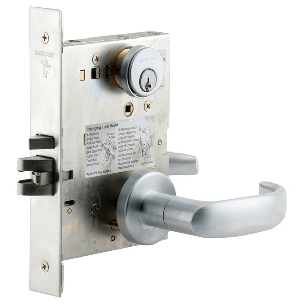 Schlage Electrified Mortise Lock, Fail Secure, Standard Cylinder, 12/24VDC, RX Switch, Satin Chrome - L9092EUP 17A 626 RX