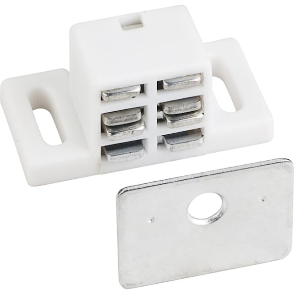 Hardware Resources 25 lb White Single Magnetic Catch with Zinc Strike and Screws - 50651