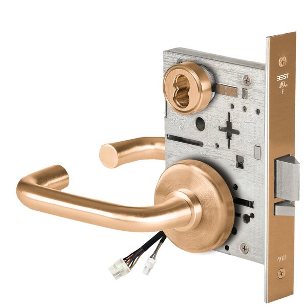 Best Fail Secure, 24V, Electrified Mortise Lock, 3 Lever, H Rose, Satin Bronze - 45HW7DEU3H612