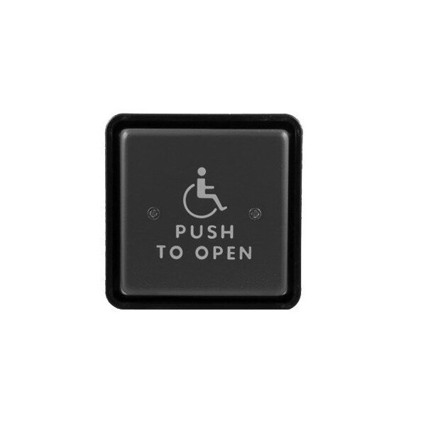 Norton Door Controls 502 4-1/2" Square Door Switch with ADA Symbol and Blue and White Letters Stainless Steel - 502