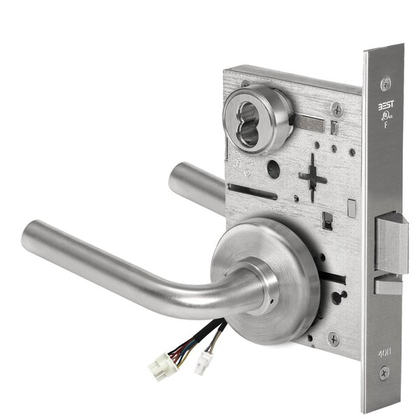Best Fail Secure, 24V, Electrified Mortise Lock, 12 Lever, H Rose, Request to Exit, Satin Chrome - 45HW7DEU12H626RQE