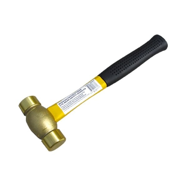 Hhip 1-1/2 Lb Fiberglass Handle Brass Hammer - 7080-0037
