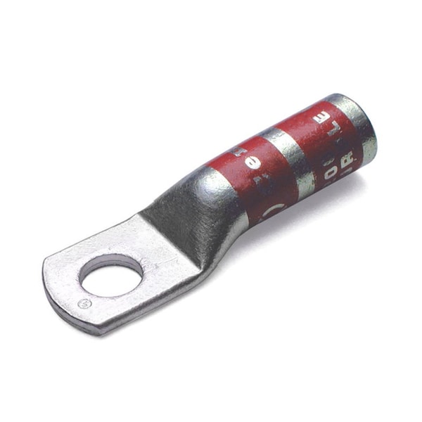 Automation Systems Interconnect #8 Awg, #10 Stud, Long Barrel Compression Lug, Red, 50-PK - 2395183