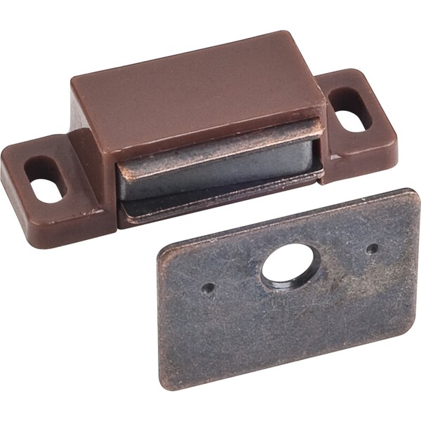 Hardware Resources 8 lb. Brown Single Magnetic Catch with Bronze Strike and Screws - 50635
