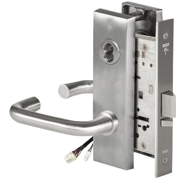 Best Fail Safe, 24V, Electrified Mortise Lock, 3 Lever, M Escutcheon, Request to Exit, Satin Chrome - 45HW7DEL3M626RQE