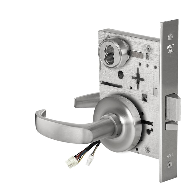 Best Fail Secure, 24V, Electrified Mortise Lock, 14 Lever, R Rose, Satin Chrome - 45HW7DEU14R626