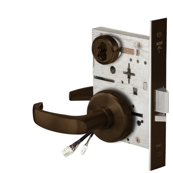 Best Fail Secure, 12V, Electrified Mortise Lock, 14 Lever, H Rose, Oil Rubbed Bronze - 45HW7DEU14H61312V