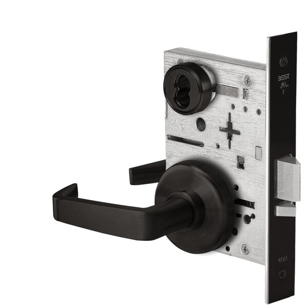 Best Fail Secure, 24V, Electrified Mortise Lock, 15 Lever, H Rose, Flat Black - 45HW7DEU15H622