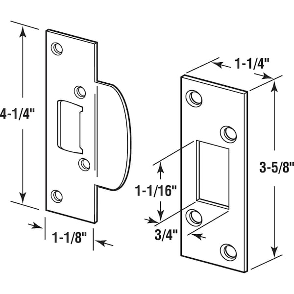 Prime-Line Security Reinforcing Strike Kit 1-1/8 x 4-1/4 and 1-1/4 x 3-5/8 in., Satin Nickel Finish 1 Kit - U 11041