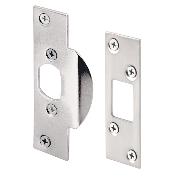 Prime-Line Security Reinforcing Strike Kit 1-1/8 x 4-1/4 and 1-1/4 x 3-5/8 in., Satin Nickel Finish 1 Kit - U 11041
