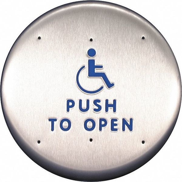 Best Push Plate, For Auto Operator, 6" L - CL2216 HANDICAP LOGO PUSH TO OPEN TEXT