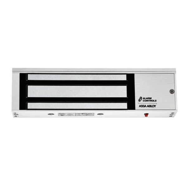 Alarm Controls Single Door 600 Pound Magnetic Lock; 12VDC / 24VDC with LED Light Clear Anodized Aluminum - 600L