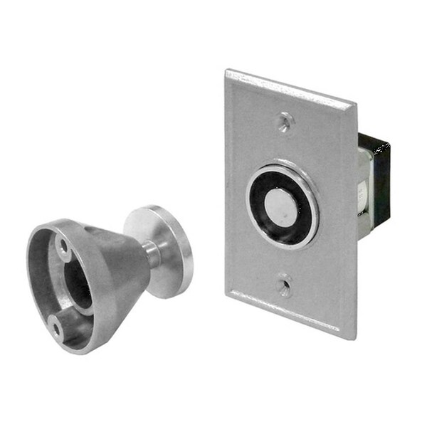 Pamex UL Listed Recess Mount Magnetic Door Holder 24 and 120 Volt Satin Chrome Finish - EMHR24120AL