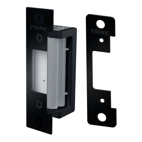 Trine Electric Strike for Cylindrical Locks and Deadlatches with 4 Faceplates of CC and CCRD Black Finish - 4300CCBLK