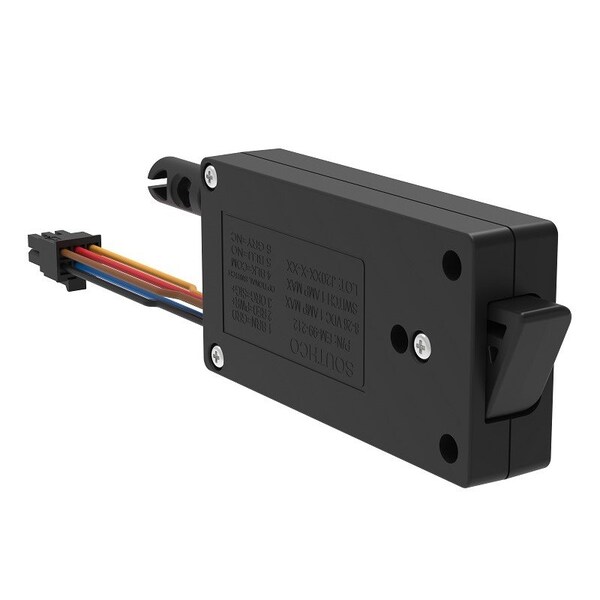 Southco Miniature Electronic Slide Bolt, Side Mount, With Microswitch, With Mechanical Override Plastic - EM-05-21-111