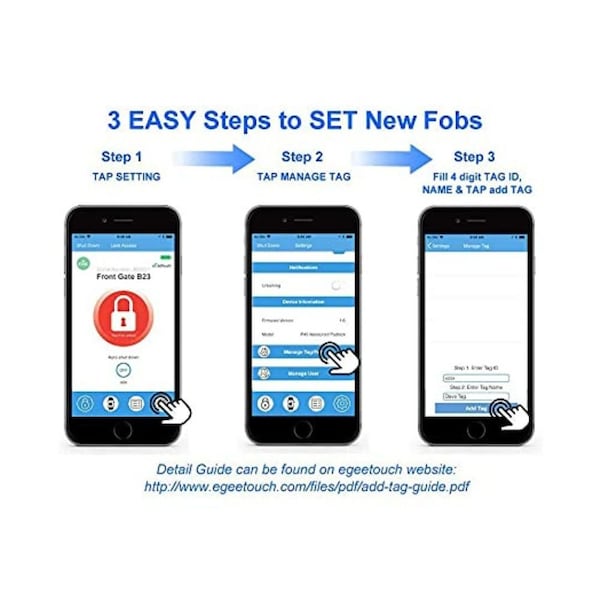Egeetouch Smart NFC Key Fobs, Pack of 20 - 5-NFC-2020SF