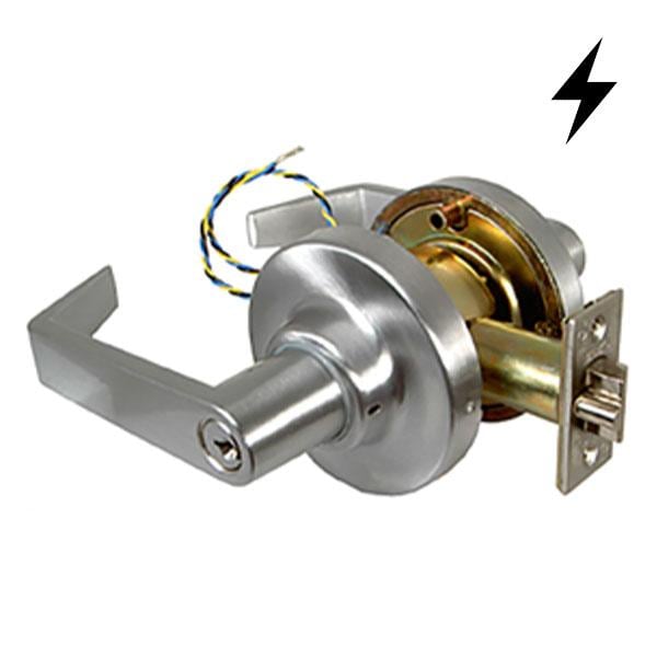 Marks 195 Cylindrical Electrified - American Lever Leverset - 24VDC - Fail Secure - 26D Satin Chrom - MRK-195FEU-26D