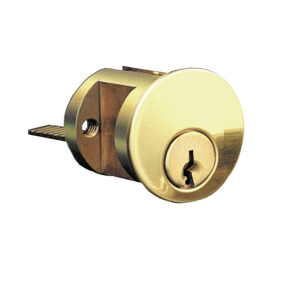 Ilco Keyed Different 5 Pin Rim Cylinder with Screw Cap with Kwikset Keyway Bright Brass Finish - 7075KS1003