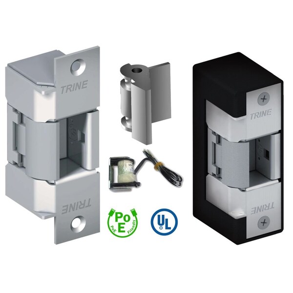 Trine Electric Strike for Rim Panic Exit Devices EN400 with 12 and 24 Volt DC Satin Stainless Steel - 400CMRP32D
