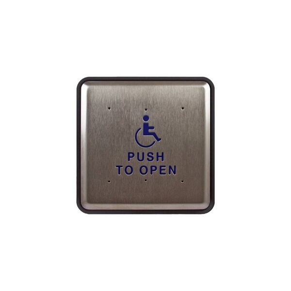 Norton Door Controls 6" Square Hard Wired Door Switch with ADA Symbol and Blue and White Letters Stainless Steel - 505