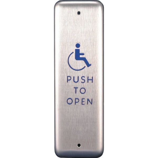 Best Push Plate, For Auto Operator, 4-3/4" L - CL2055 HANDICAP LOGO PUSH TO OPEN TEXT