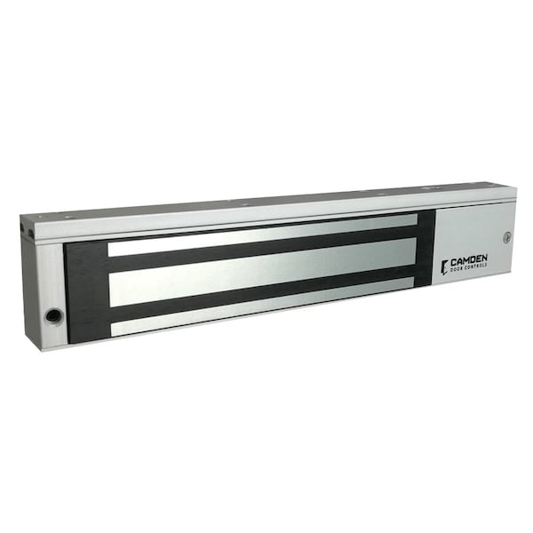 Camden Single Door Magnetic Lock, 12/24 VDC, 600lb Holding Force, Surface Mount, Satin Aluminum Clear Anodi - CX-91S-06