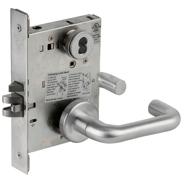 Schlage Grade 1 Fail Secure Electric Mortise Lock, 03 Lever, A Rose, Request to Exit, Satin Chromium Plated - L9092EUB 03A 626 RX