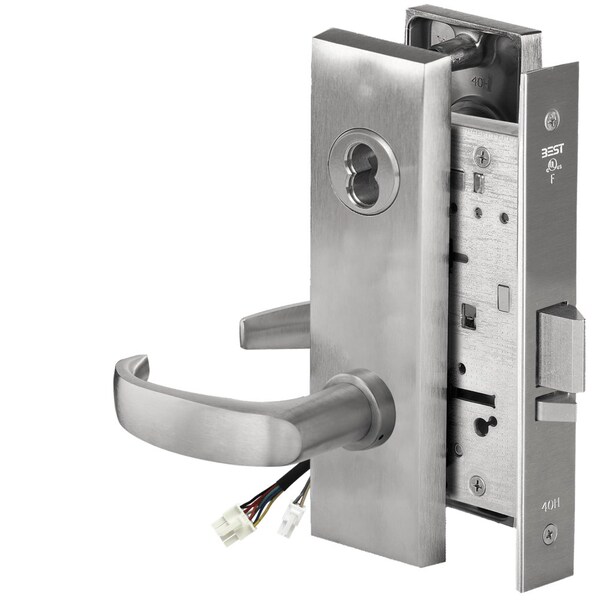 Best Fail Secure, 24V, Electrified Mortise Lock, 14 Lever, M Escutcheon, Satin Chrome - 45HW7DEU14M626