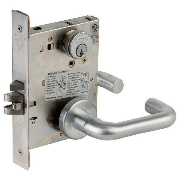 Schlage Electrified Mortise Lock, Fail Secure, Standard Cylinder, 12/24VDC, RX Switch, Satin Chrome - L9092EUP 03A 626 RX