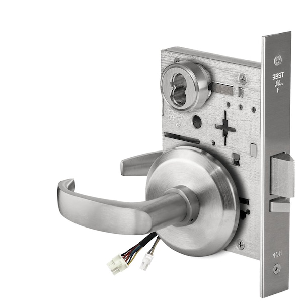 Best Fail Secure, 24V, Electrified Mortise Lock, 14 Lever, S Rose, Request to Exit, Satin Chrome - 45HW7DEU14S626RQE