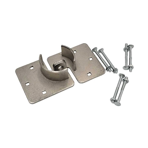Ecs Hardware Round Hockey Puck Lock Hasp, 8 1/4 in, Nickel Plated - ECSH-HASP-PUCK