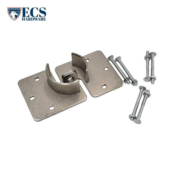 Ecs Hardware Round Hockey Puck Lock Hasp, 8 1/4 in, Nickel Plated - ECSH-HASP-PUCK