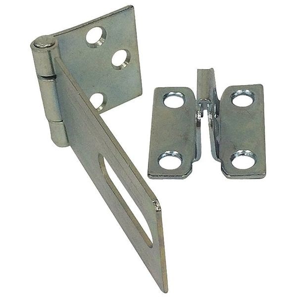 Zoro Select Fixed Staple Hasp, Zinc Plated, 1-1/2inL, Hasp Height: 13/16" - 39DZ92