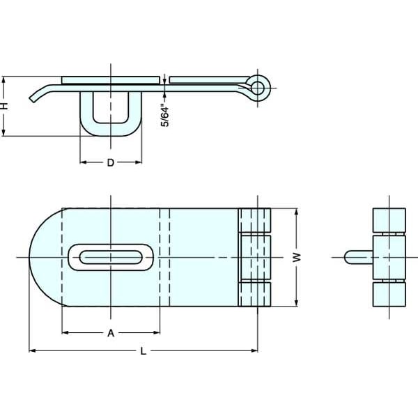 Lamp Weld On Hasp, Fixed, 316 Stainless Steel - HP-635