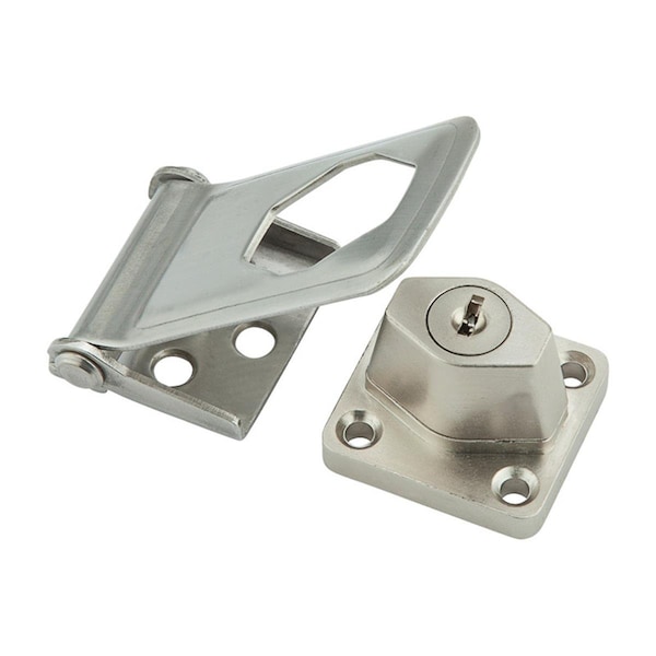 Homepage 3.5 in. Brushed Stainless Steel Keyed Hasp Lock, 5PK - HO1491439