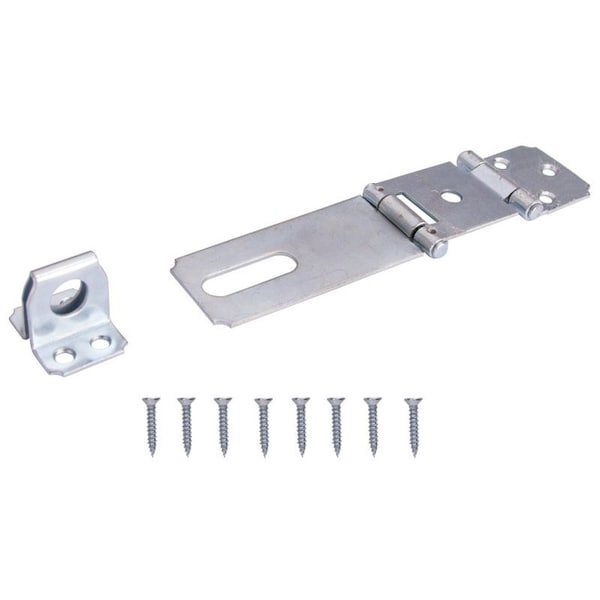Prosource Safety Hasp, 3-1/2 in L, Steel, Zinc, 7/16 in Dia Shackle, Fixed Staple - LR-136-BC3L-PS