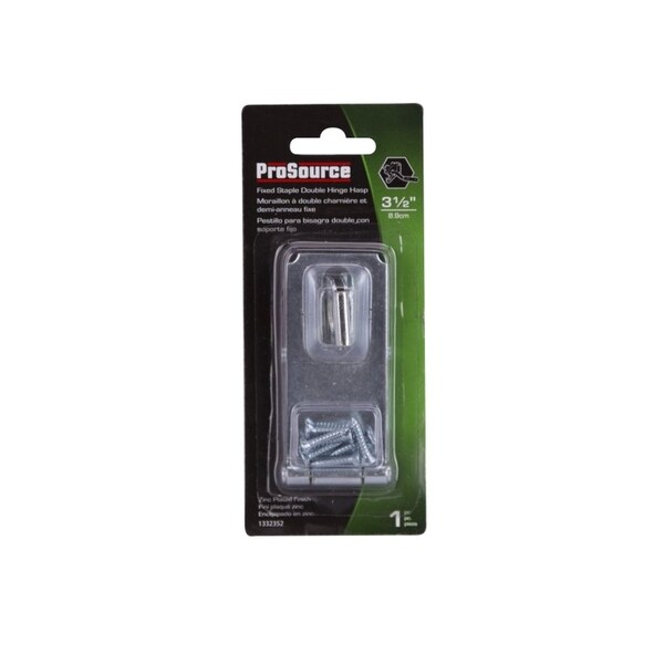 Prosource Safety Hasp, 3-1/2 in L, Steel, Zinc, 7/16 in Dia Shackle, Fixed Staple - LR-136-BC3L-PS