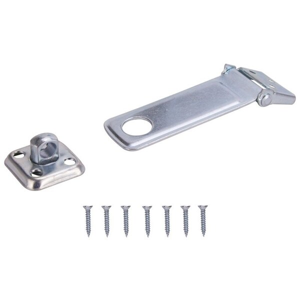 Prosource Safety Hasp, 4-1/2 in L, 4-1/2 in W, Steel, Zinc, 3/8 in Dia Shackle, Swivel Staple - BH-707ZP3L-PS