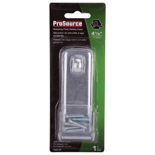 Prosource Safety Hasp, 4-1/2 in L, 4-1/2 in W, Steel, Zinc, 3/8 in Dia Shackle, Swivel Staple - BH-707ZP3L-PS
