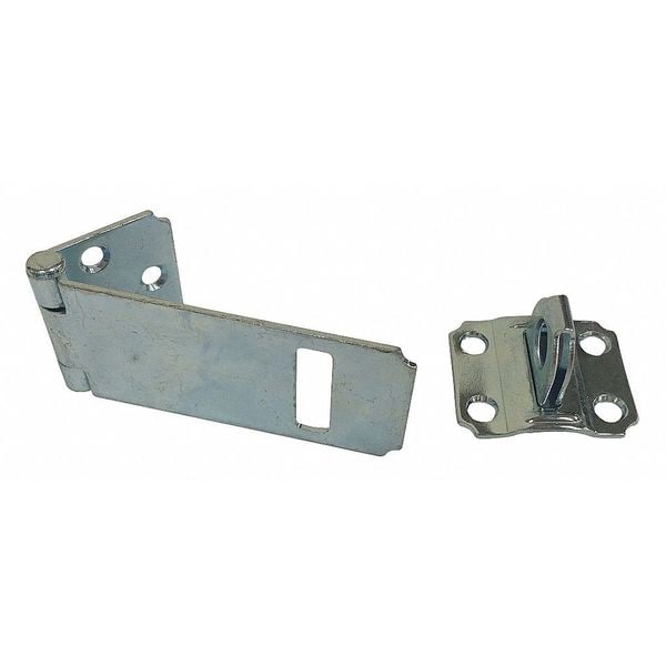 Zoro Select Fixed Staple Hasp, Zinc Plated, 1-1/2inL, Hasp Length: 3-1/2" - 39DZ89
