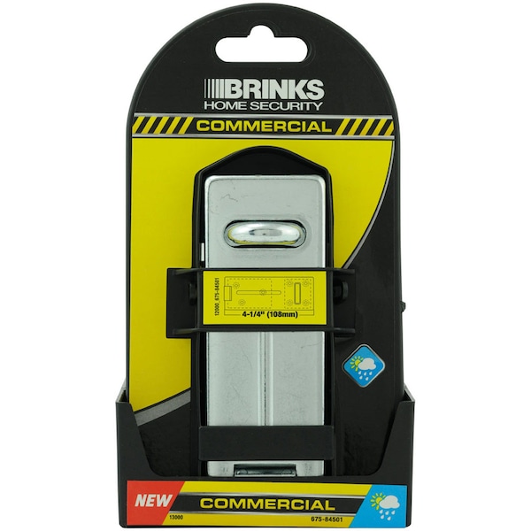 Brinks Hasp, Hardened Steel Locking Bar, Zinc Finish - 675-84501