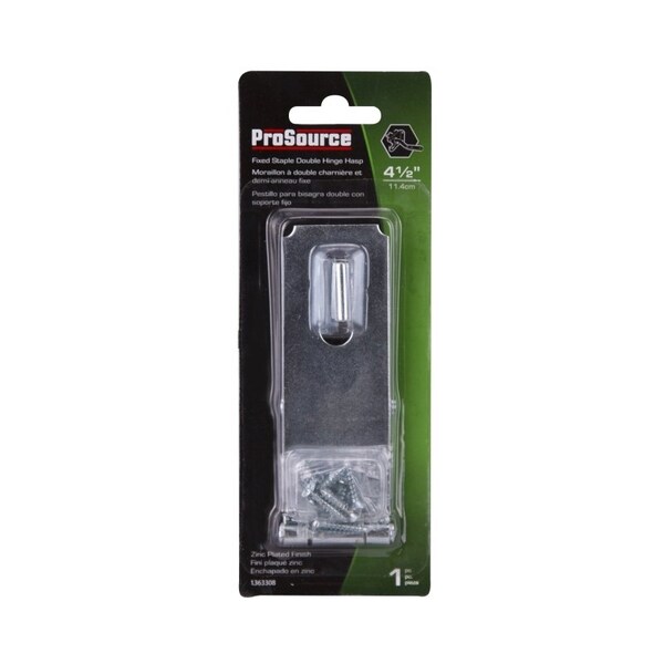 Prosource Safety Hasp, 4-1/2 in L, Steel, Zinc, 7/16 in Dia Shackle, Fixed Staple - LR138-BC3L-PS