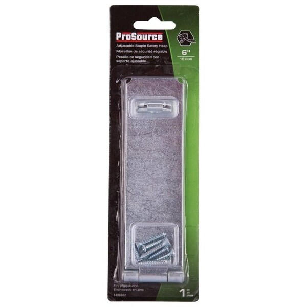 Prosource Safety Hasp, 6 in L, 6 in W, Steel, Zinc, 7/16 in Dia Shackle, Loose Staple - LR-129-BC3L-PS