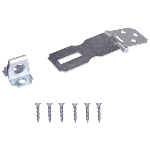 Prosource Safety Hasp, 2-1/2 in L, 2-1/2 in W, Steel, Zinc, 9/32 in Dia Shackle, Fixed Staple - LR-120-BC3L-PS